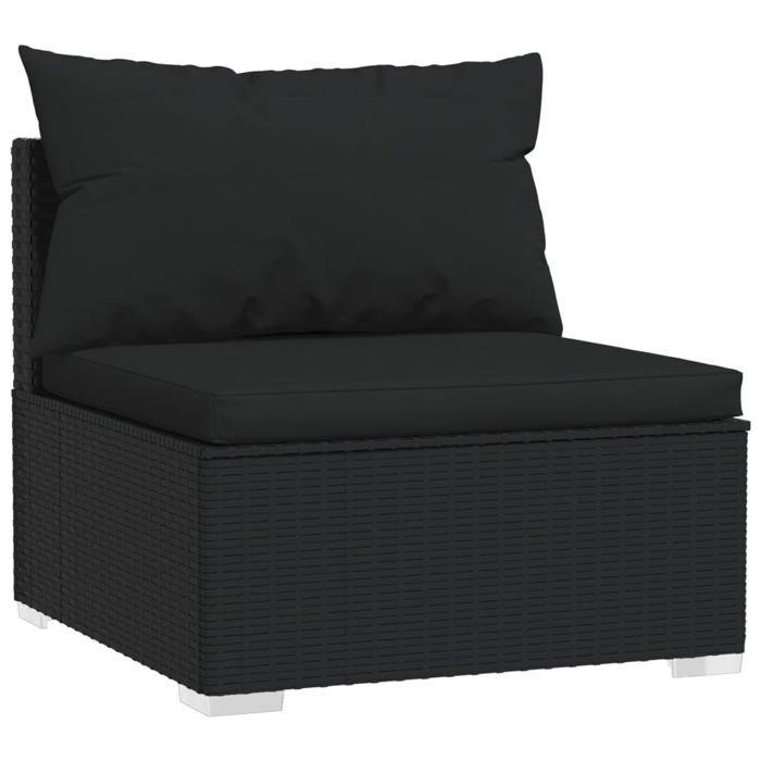 VidaXL Garden Lounge Set 4 Pcs with Cushions Wicker Resin Black 3101640
