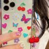 Fashion Beaded Cherry Phone Charm Straps Car Keys Hanging Pendants Y2K Style Bag Decoration Lanyard Purse Accessories