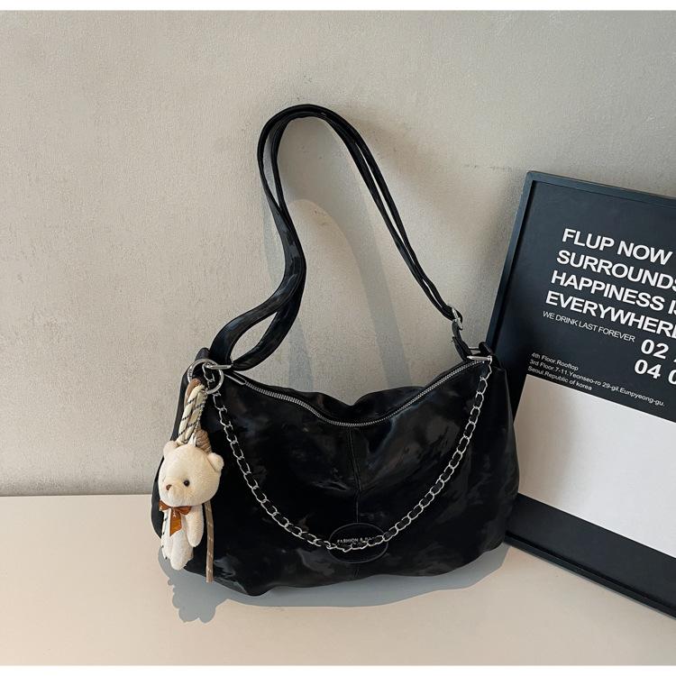 

Niche pu large-capacity high-end tote bag new versatile shoulder bag fashion casual messenger bag чорний