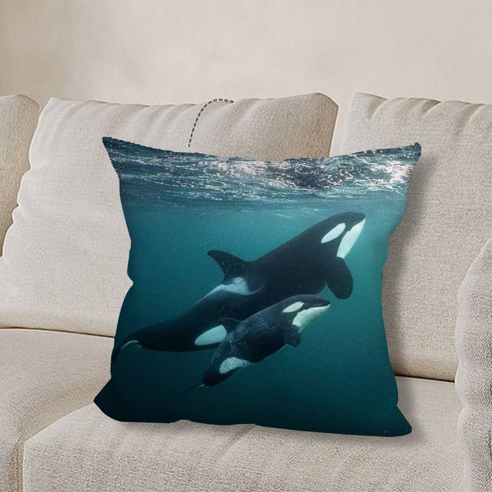 O-Orca Velryba W-Velryby Povlak na polštář Pohovka Obývací pokoj Ložnice Čelo postele Opěrka Polštář Čtvercový polštář Čas na zdřímnutí