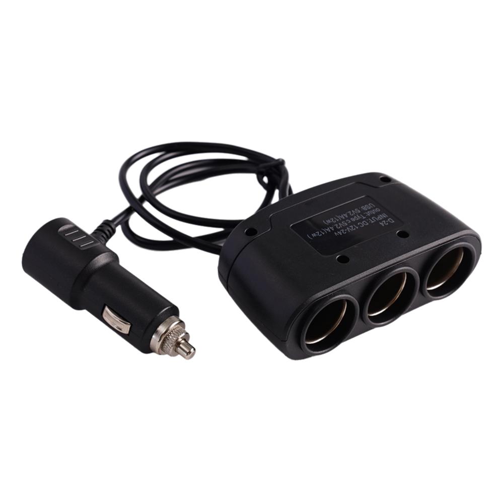 120W Dual USB Socket 3 In 1 Car Cigarette Lighter Splitter 12V 24V Fast Charger Plug Phone Power Adapter for iPhone GPS Dashcam