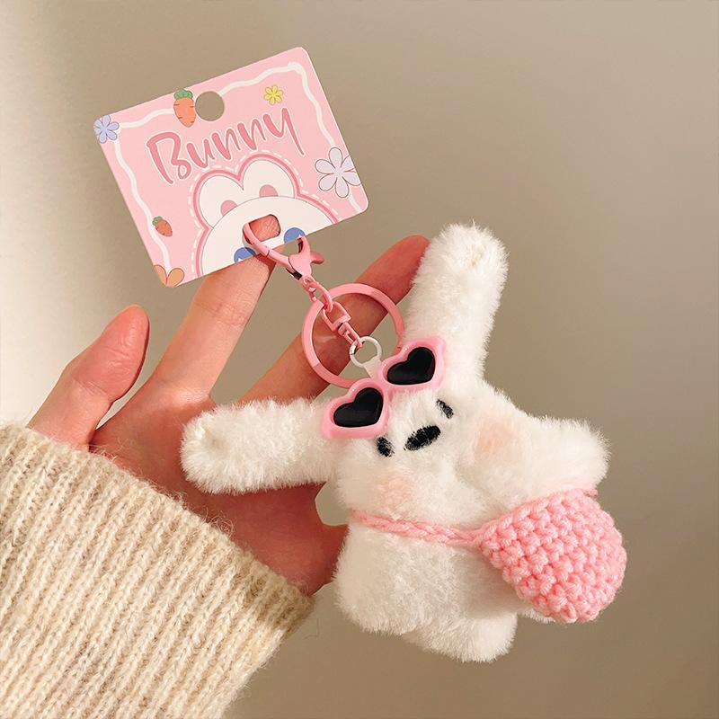 1 Stück Kawaii Hase Plüsch Schlüsselanhänger Ornament Niedliches Plüschtier Schleifenknoten Schlüsselanhänger für Damen Mädchen Vielseitiger Taschenanhänger Anhänger Geschenke