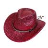 Glitzerndes Cowboyhut Unisex Westernstil Breiter Rand Fedora Hut für Party Festival Cosplay