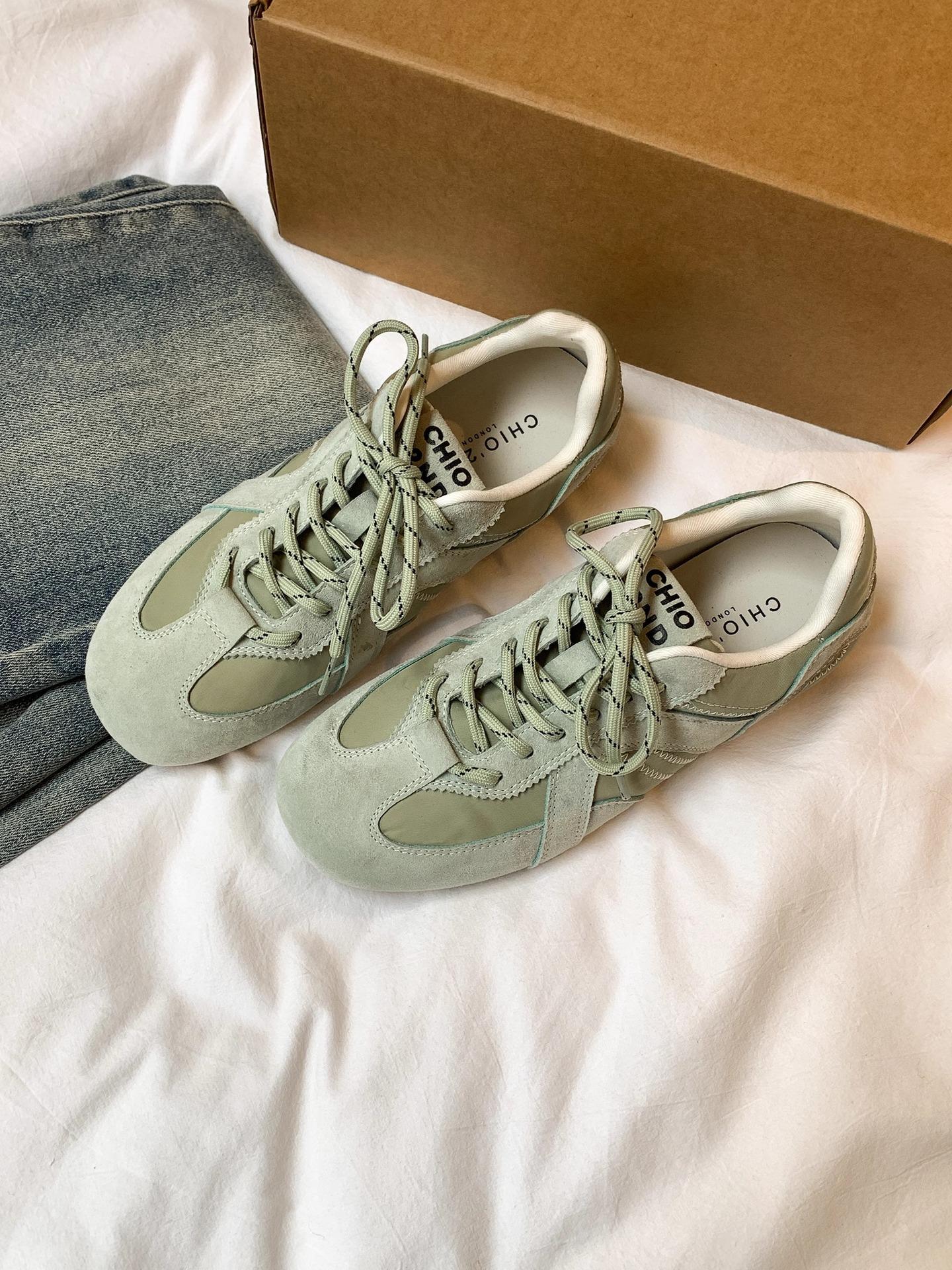 

2025 весна новые повседневные универсальные спортивные кроссовки, подходящие по цвету, желтые туфли Forrest Gump, ретро-ботинки со шнуровкой и мягкой подошвой 40 светло-зеленый