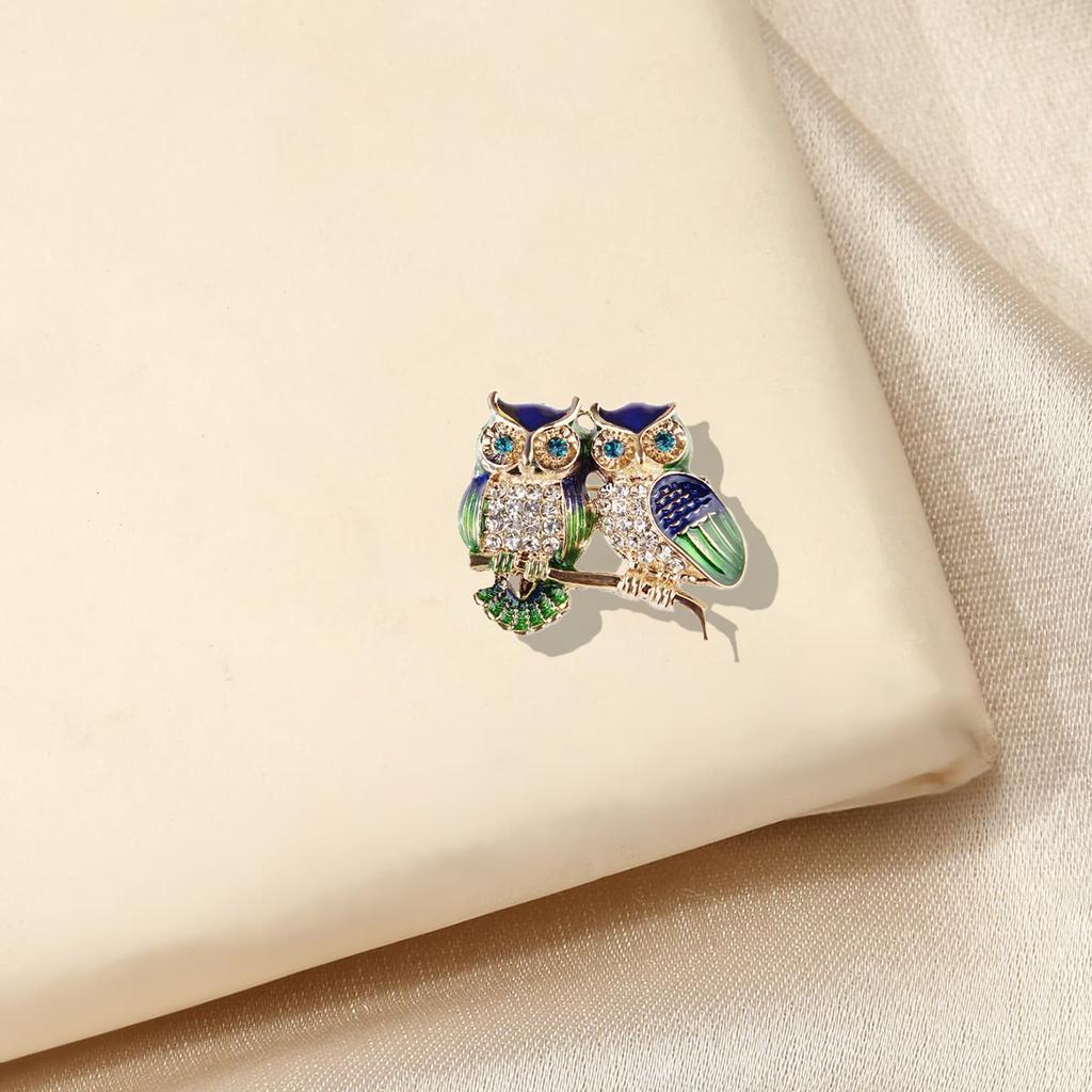 Owl-shaped Brooch Universal Animal Diamond-inlaid Alloy Corsage Pin Trendy Versatile Clothes Scarf Backpack Accessories Brooch
