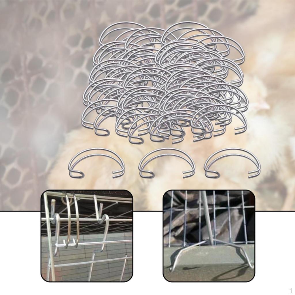 100 Pieces Steel Wire Cage Door Hooks Fixed Practical Clamping Creative for Breeding Equipment