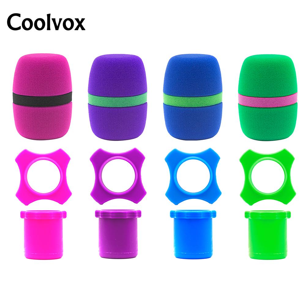 Coolvox 1Set Microphone Foam Windscreen and Wireless Microphone KTV Silicon Anti-Roll Device Ring Universal Square Non-Slip Circle for BBS MIC