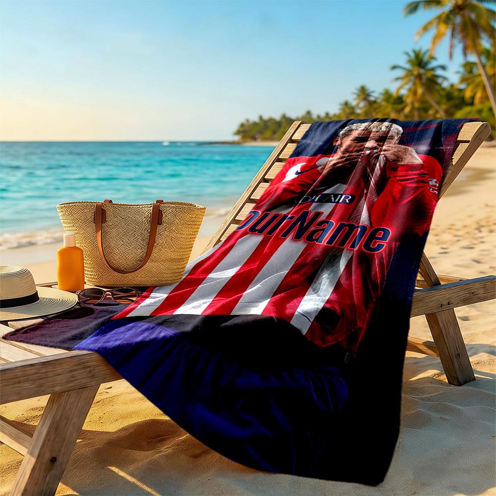 Atletico Madrid Customize Text Beach Towel Super Soft Microfiber Quickdry Fabric Suitable for Sports Travel Swimming Yoga Bathroom Beach And Pool