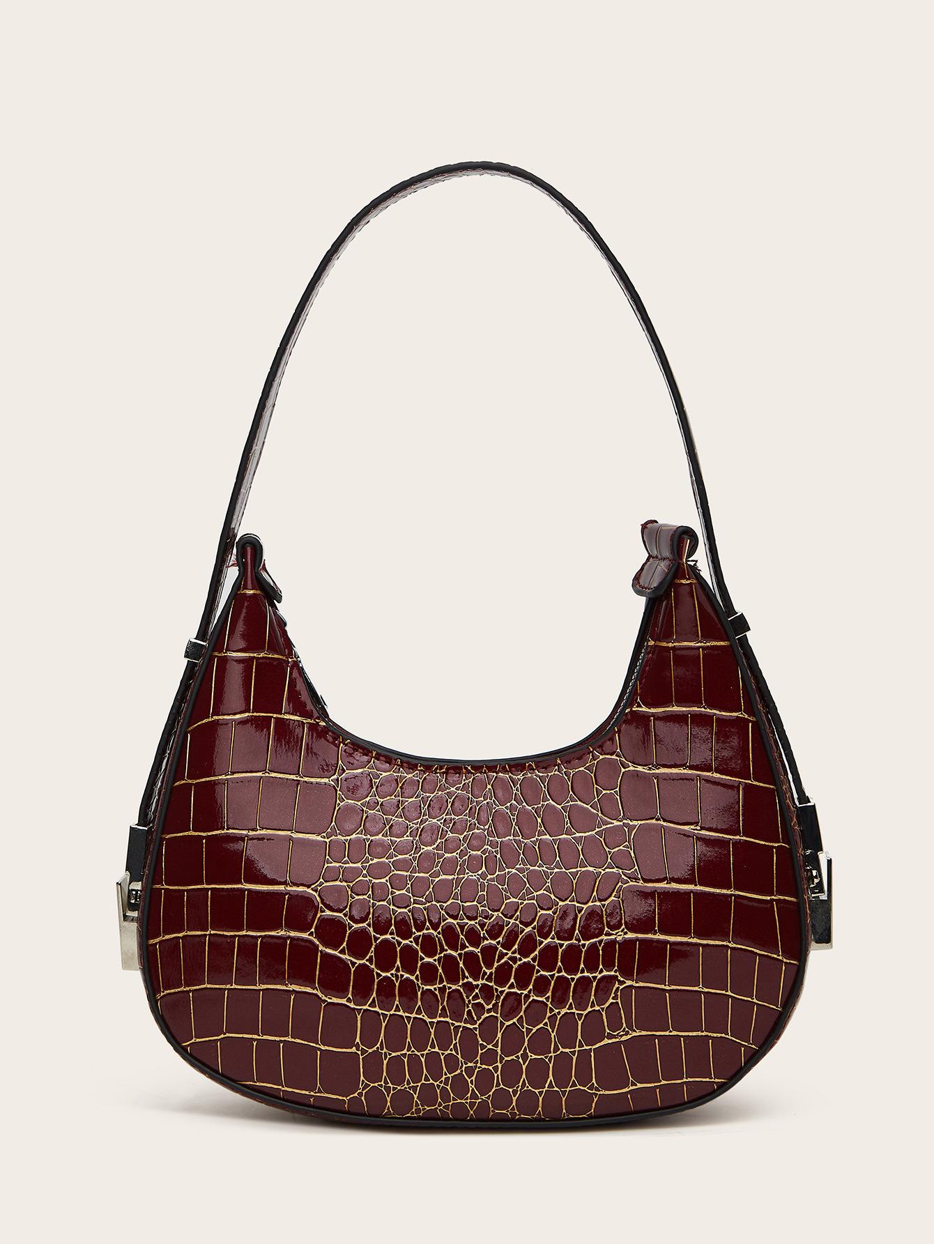 New women s bag niche high-end underarm bag moon tooth bag semi-round moon bag handbag бордовый