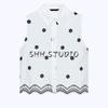 Summer New Product Women's Clothes Minimalist Flap Collar Cotton Flower Cutout Embroider Sleeveless Short Shirt 3564801