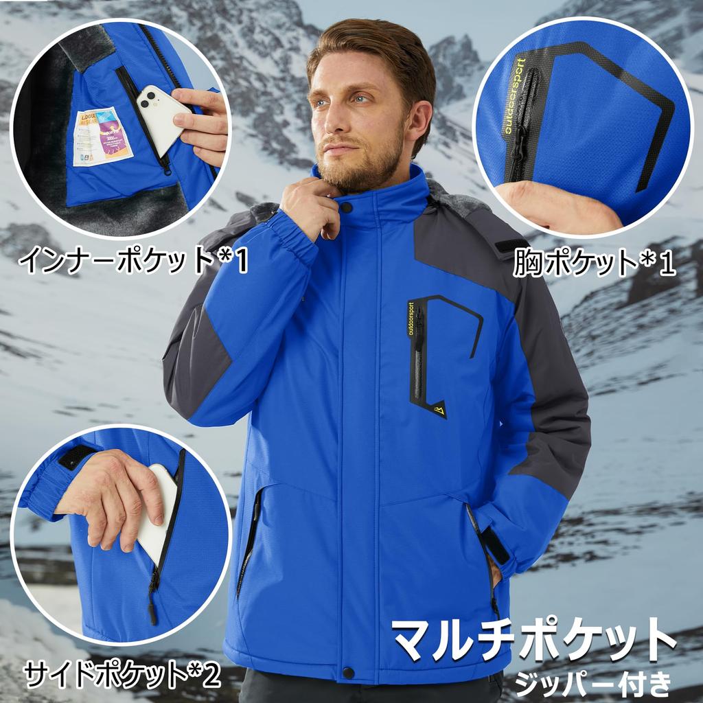 Mountain Parka for Cold Weather Winter Bike Ski Work Large M [KEFITEVD] Men, Jumper, Jacket, Windproof, Wear, Wear, Warm, Size, Blue, JP,