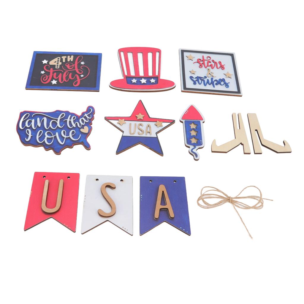 Independence Day Wooden Decoration Beautifully Designed Vibrant Colour Sturdy Patriotic Tray Wooden Ornament