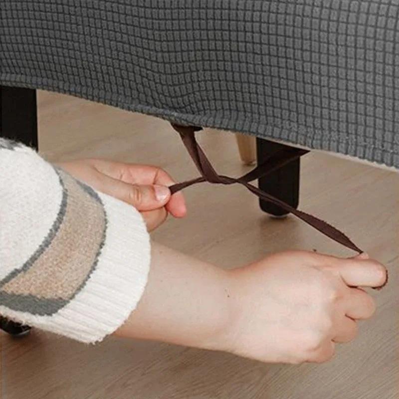 1PC Pineapple Checkered Dustproof Protective Cover Washable Long Bench Cover Solid Colour Stretch Slipcover Thickened