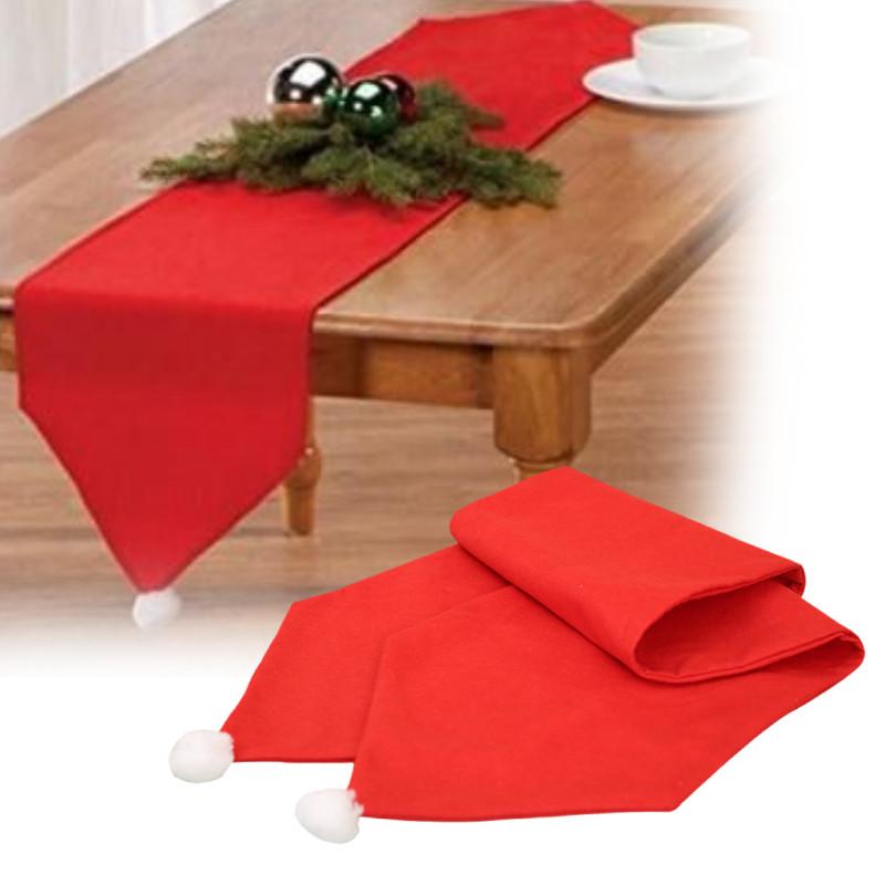 Vibrant Red Christmas Table Runner Christmas Decoration Nonwoven Fabric Tablecloth