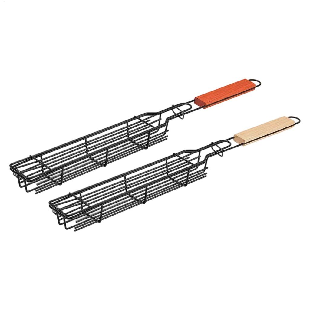 Portable BBQ Grilling Basket Stainless Steel Nonstick Barbecue Grill Basket Tools Grill Mesh for Meat Hamburger Barbecue Tools