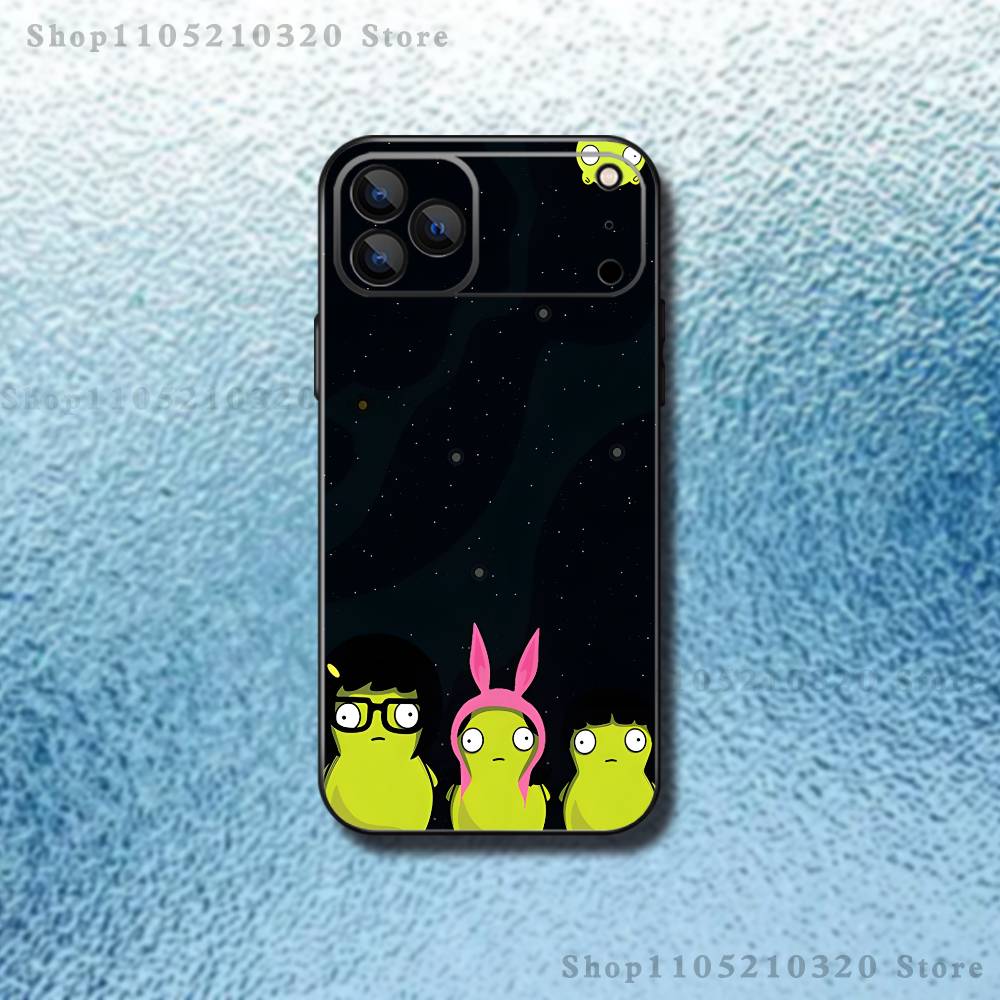 Cartoon B-Bobs Burgers Phone Case For iPhone 17,16,15,14,13,12,11,Pro Max,XSX,,XR,SE,Mini,8,7,Soft Silicone Black Cover