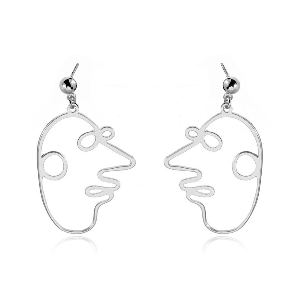 Alloy Face Elegant Earrings For Women Modern Cartoon Expression Design Jewelry