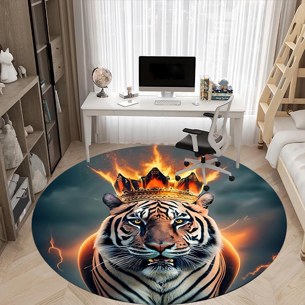 1pc Tiger Crown Chair Carpet for Office, Non slip, Soft and Durable Office Rug