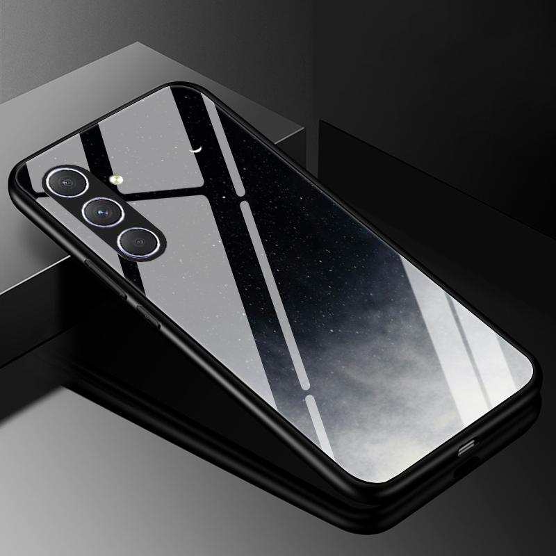Hartowane Szklane Etui na Telefon Dla Samsung Galaxy A05 A05S Pokrowiec A15 A14 A24 A34 A25 A54 4G 5G Luksusowy Twardy Tył Zderzak A04 A04S A04E