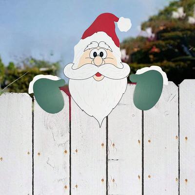 1pc Christmas Fence Decoration Santa Claus Peeking Garden Yard Decorations Outdoor Xmas DlY Cute Garden Fence Sign Ornament