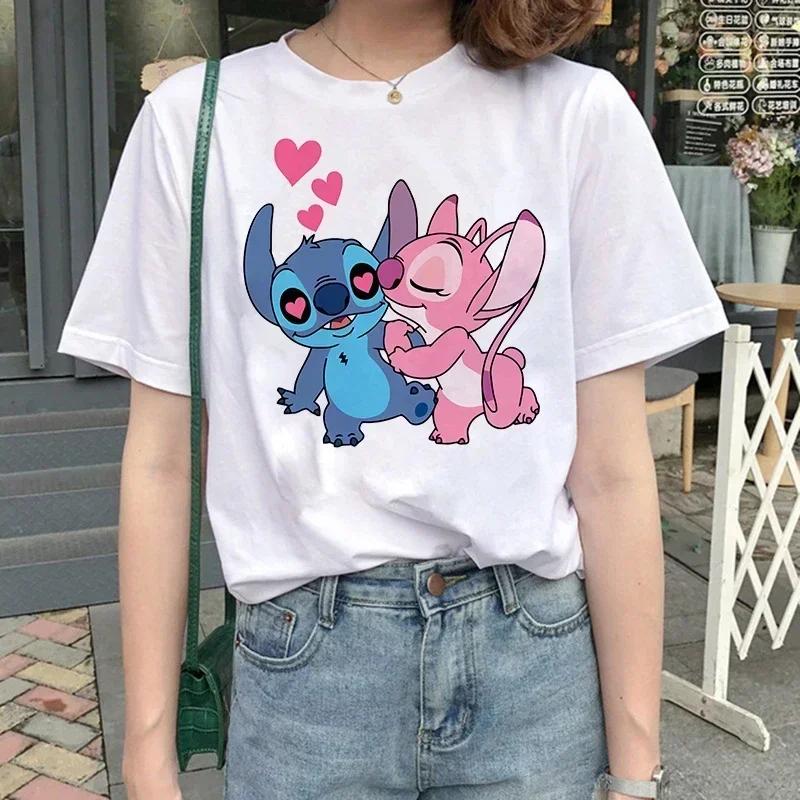 Funny Kawaii Shirt Disney Lilo Stitch Cartoon T Shirt Stitch Cute Manga T-shirt Y2k Graphic Tshirt Top Tee Clothes