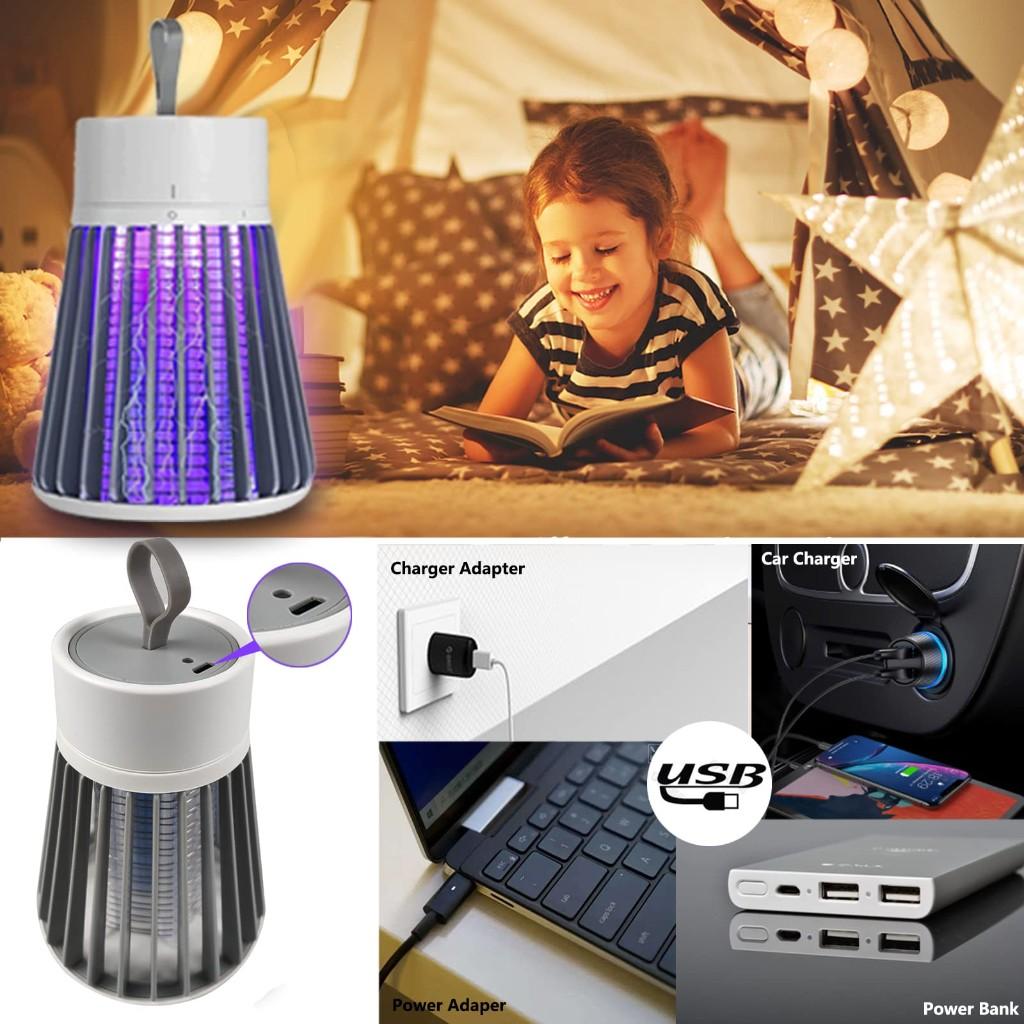 Electric Mosquito Lamp Portable Mosquitoes Trap with UV Ray & Electric Shock Technology Rechargeable