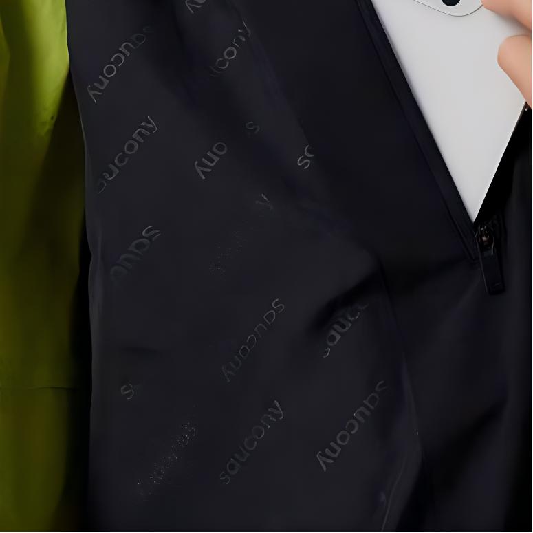 SAUCONY Solid Color Simple Logo Print Hooded Mid-Length Puffer Jacket Men Outerwear Black SC2240144C-BK01