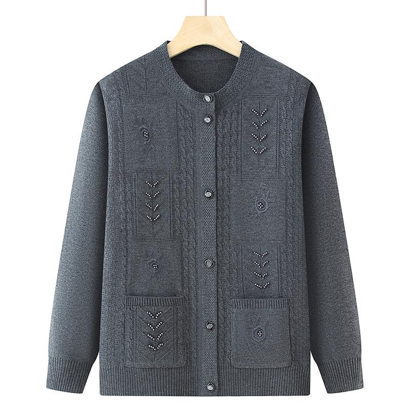 Women's Spring & Autumn Knit Cardigan for Middle-Aged & Elderly