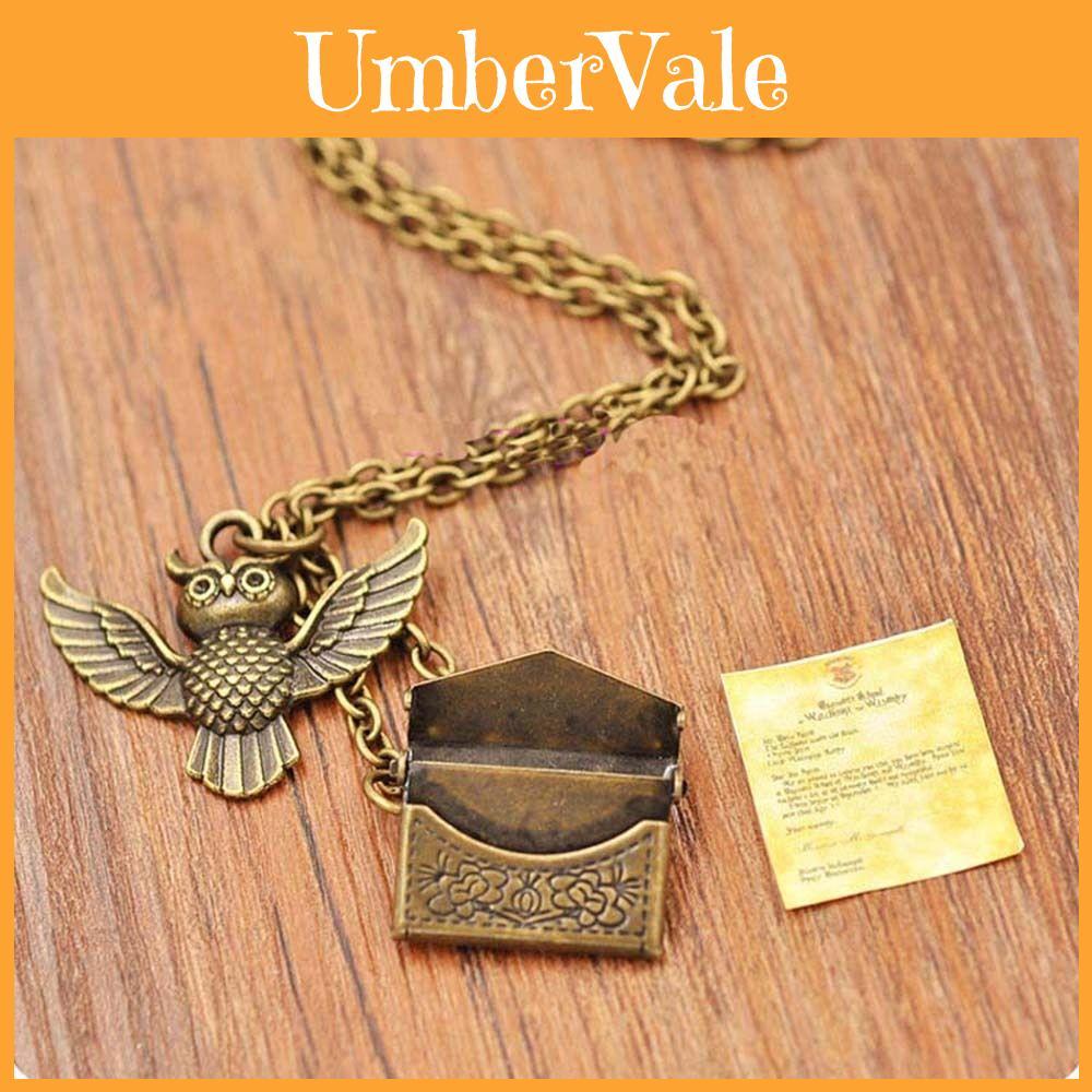 Harry Potter Vintage měděná sova s přívěskem dopisu o přijetí do Bradavic Náhrdelník s medailonkem Pro fanoušky gotické módy