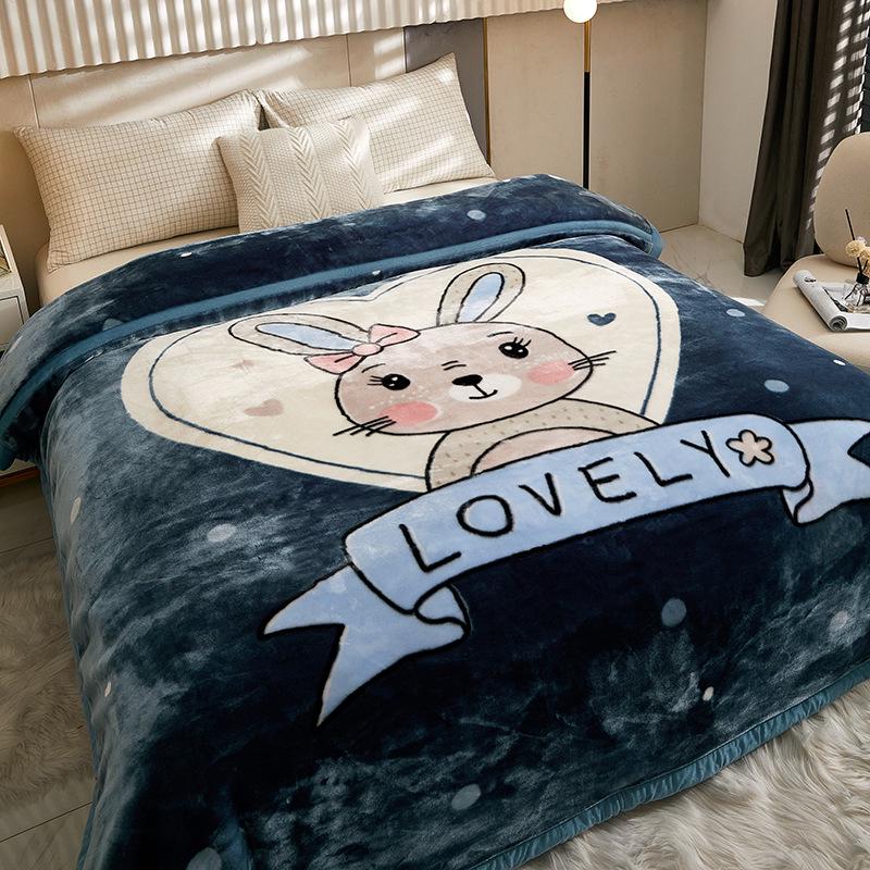 Double-Sided Coral Fleece Raschel Blanket - Thickened Velvet Cover for Autumn & Winter, Perfect Wedding Gift