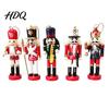 Vintage Style Festive Figures 5Pcs Christmas Wooden Nutcracker Ornaments Handmade Soldier Figurines with Hanging Rope Decorative Soldiers