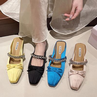 Fashion New Fashion Women's Summer Fashion Low Heel Mules Square Toe Slip-On Dress Slides Comfortable Slippers for Party and Casual Wear