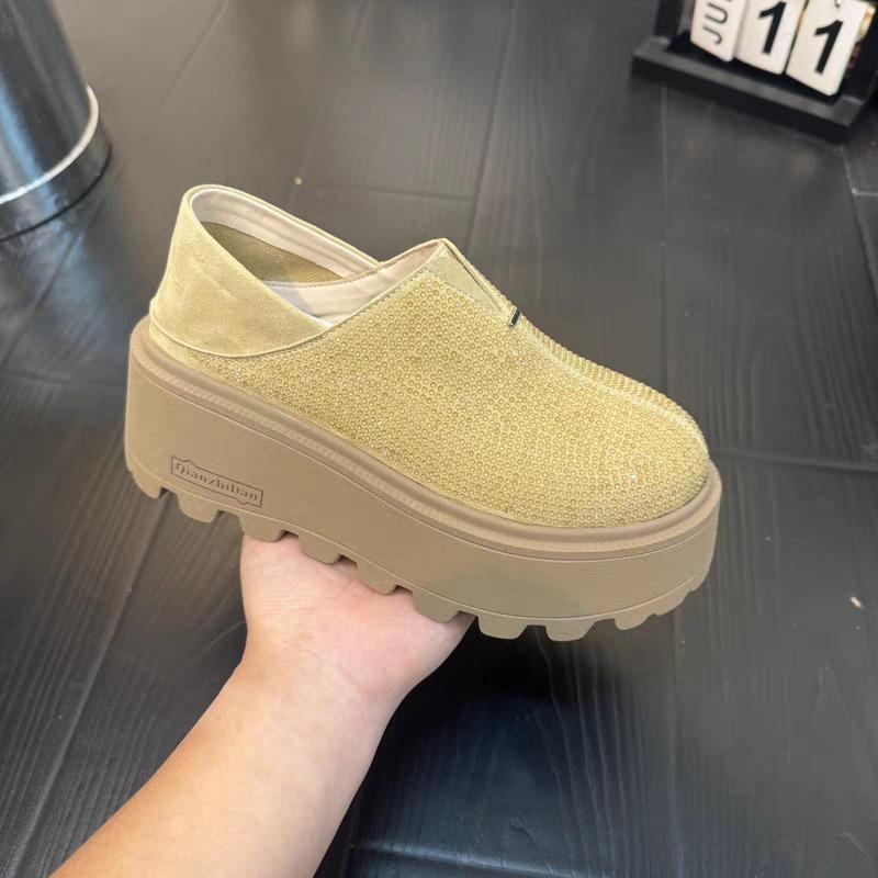 Rhinestone muffin shoes women's spring new versatile platform casual shoes
