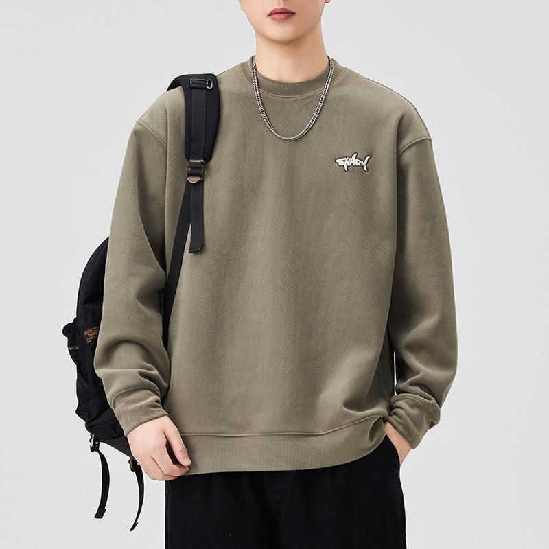 

Пуловер с длинным рукавом и круглым вырезом, вышитый свитер, мужской осенне-зимний свободный трендовый простой топ M