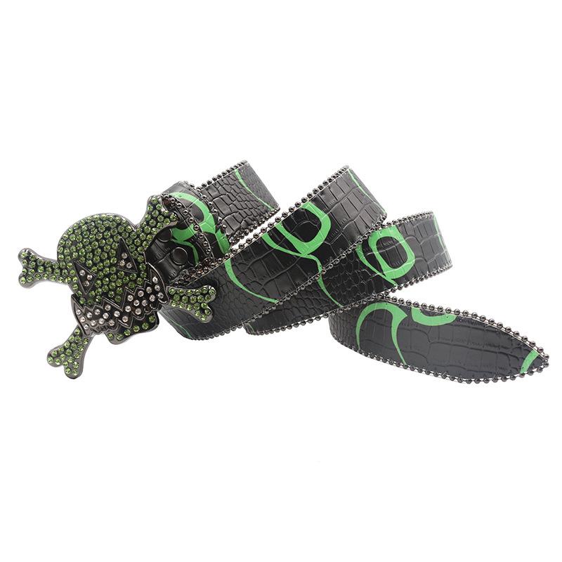 Printed Rhinestone Belt, Universal Belt, Zinc Alloy Needle Buckle Hip-hop Fashion Niche Style