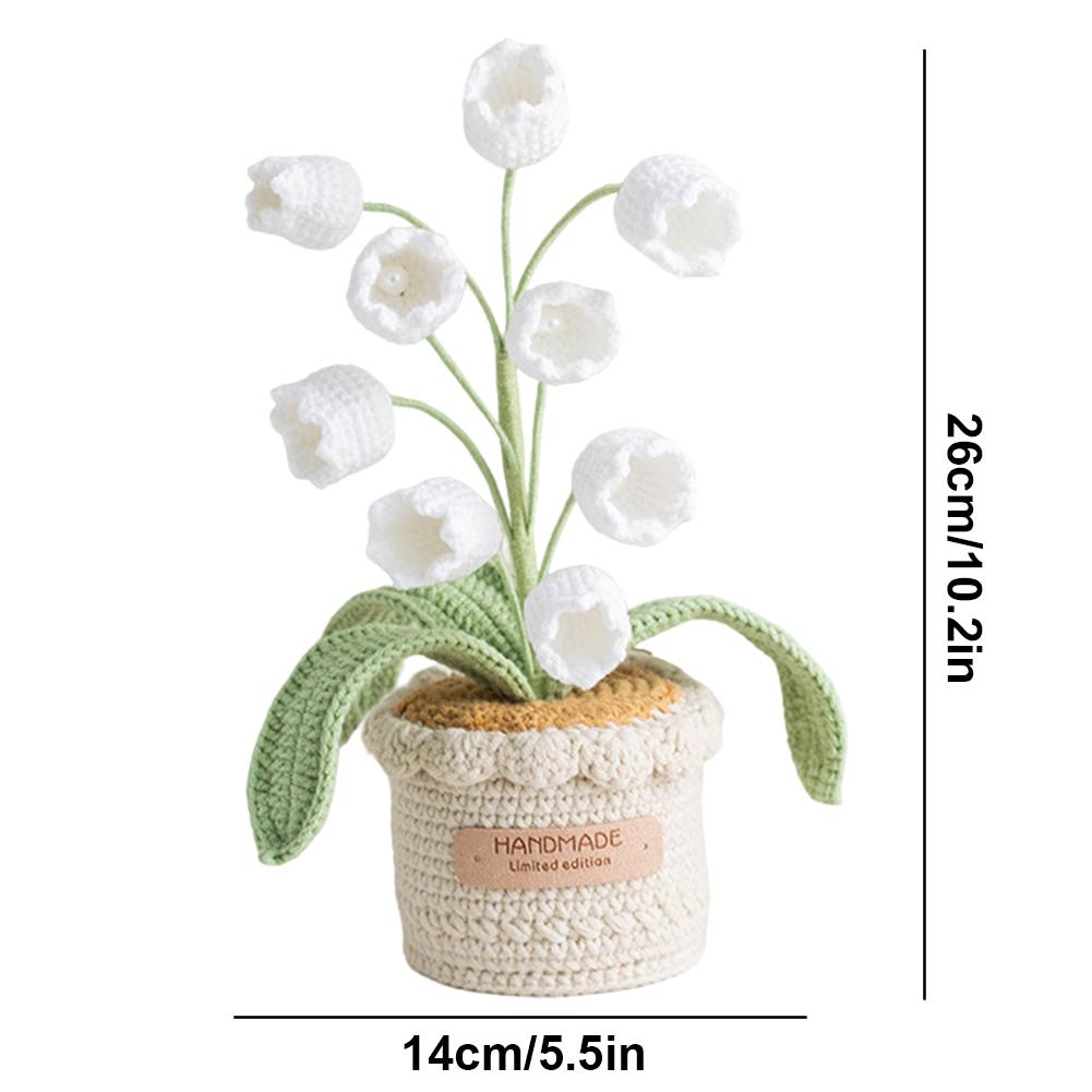 Knitted Flowers Decorations Decorative Crochet Flowers Potted Plants Knitted Artificial Flowers for Party Favors