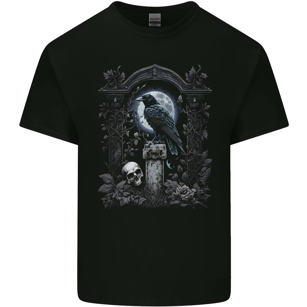 Gothic Skull and Crow With and Arch Kids T-shirt Childrens S