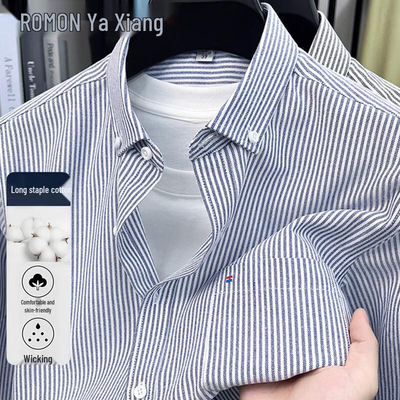 ROMON Men s Striped Long-Sleeve Casual Shirt 43