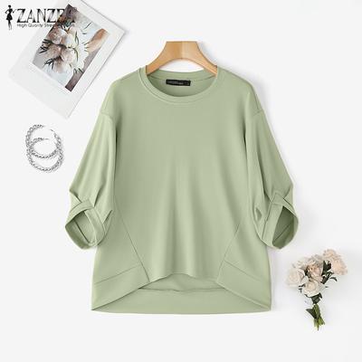 Γυναικείες Casual Μπλούζες με Στρογγυλή Λαιμόκοψη, Μονόχρωμες, Φαρδιές, με Μανίκι 3/4