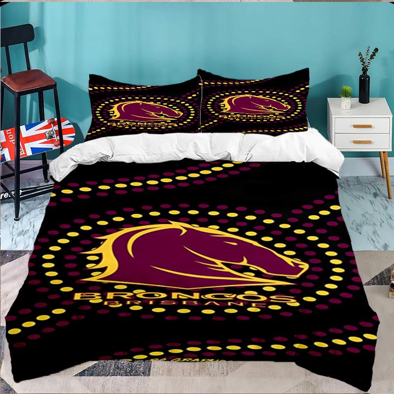 Brisbane Broncos 3PCS Bedding set,Ideal for 1pc Duvet Cover And 2pcs Pillowcases Perfect for Fan gift,Ideal for Bedroom, Dormitory