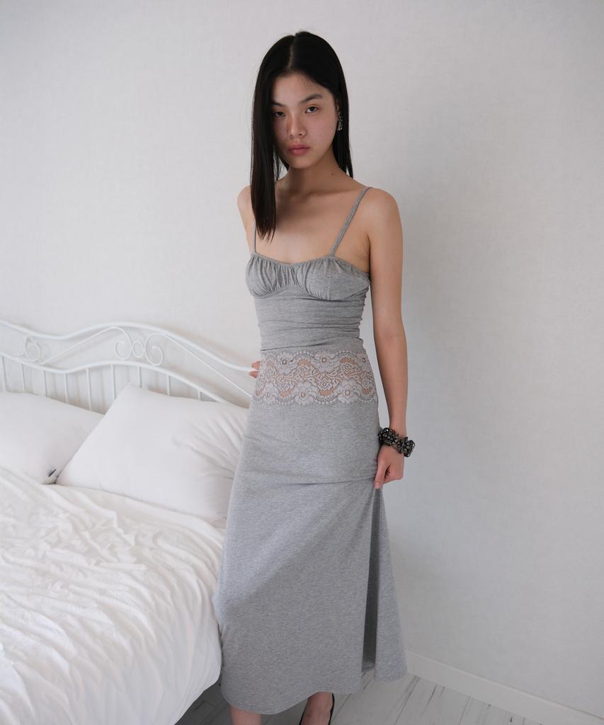 Lujeuseullibobeo Lace Meadow Dress *Melange Grey