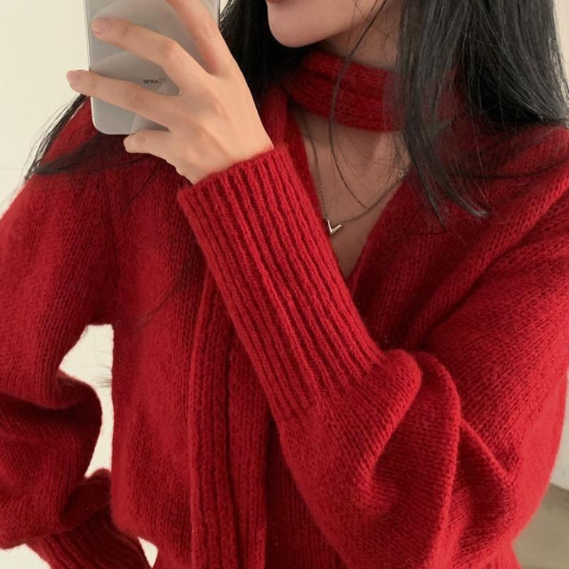 Elegantní Zimní Nové Retro Svetry s Dlouhým Rukávem a Výstřihem do V Dámská Móda Slim Fit Dlouhý Rukáv Dámské Svetrové Bundy Jednobarevné Ležérní Krátké Svetry 25530