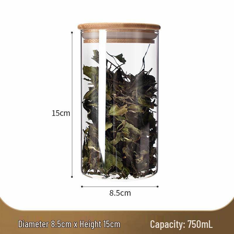 Transparent High Borosilicate Glass Jar with Bamboo Lid for Storage of Nuts, Snacks, or Tea