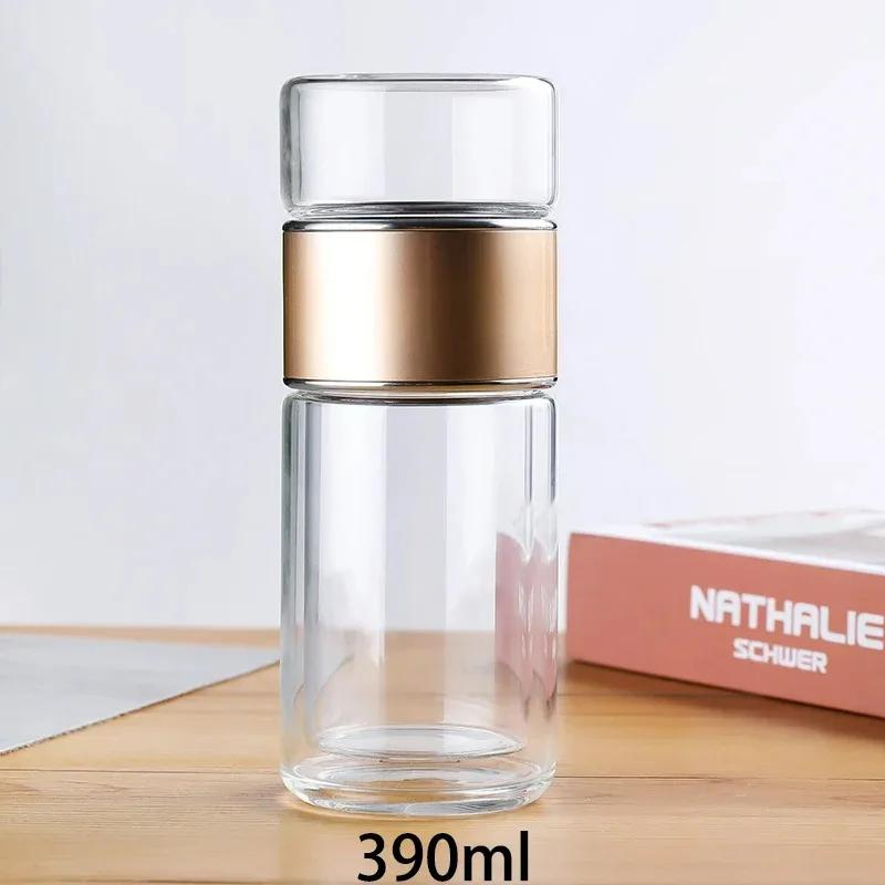 

420ml Tea Strainer Cup, Double Walled Stainless Steel Leak Proof Glass Water Bottle, Suitable for Tea Leaves and Flower Tea. 420ML золотий