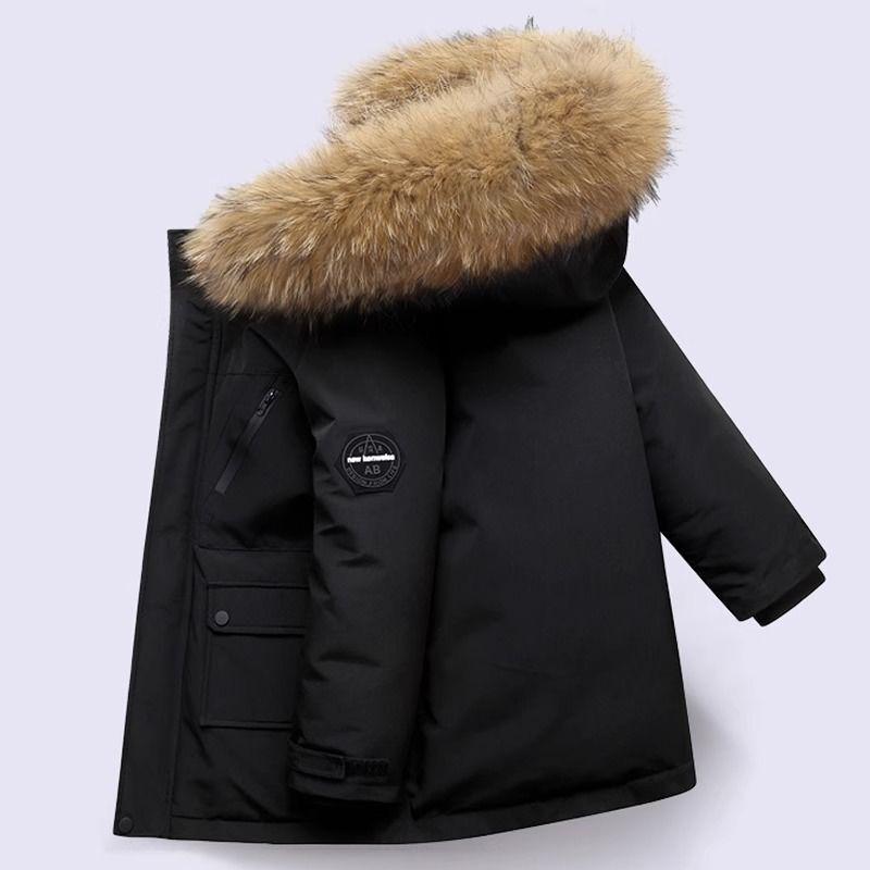 Jungen Dicke Baumwoll-Kapuzenjacke - Mittellang, Trendiger Stil für Ältere Kinder