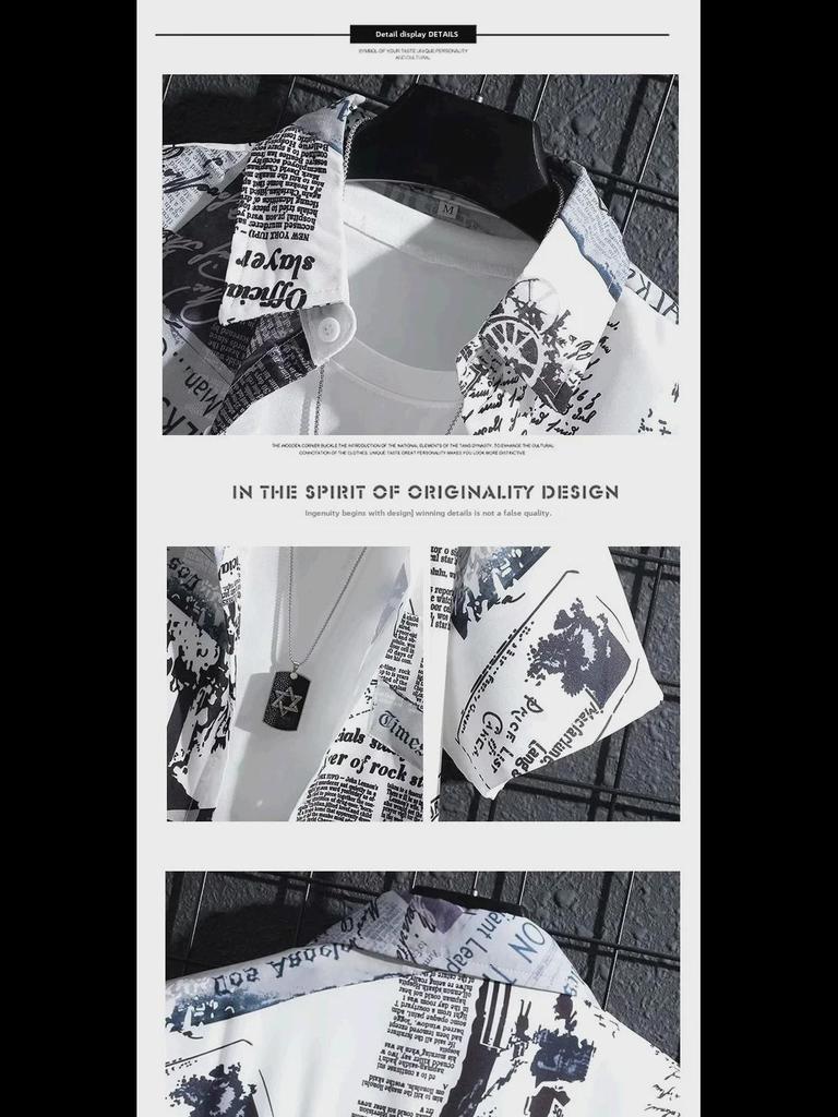 2024 Men's Trendy Graffiti Print Loose Half-Sleeved Shirt