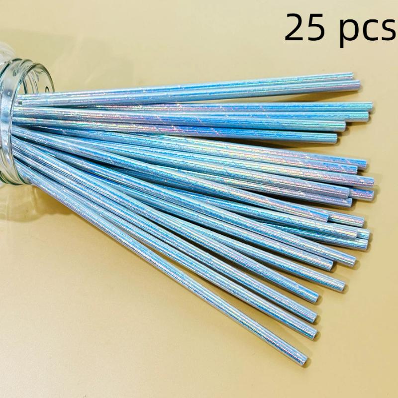 

25Pcs/Bag Disposable Drinking Party Paper Straws Biodegradable Cocktail Straws For Birthday Party Supplies Baby Shower Wedding 25pcs срібний