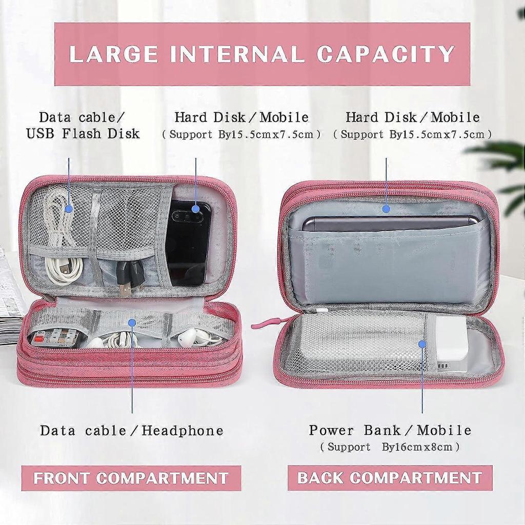 Electronic Organizer, Travel Cable Organizer Bag Pouch Electronic Accessories Carry Case Portable Waterproof Double Layers All-in-One Storage Bag for 