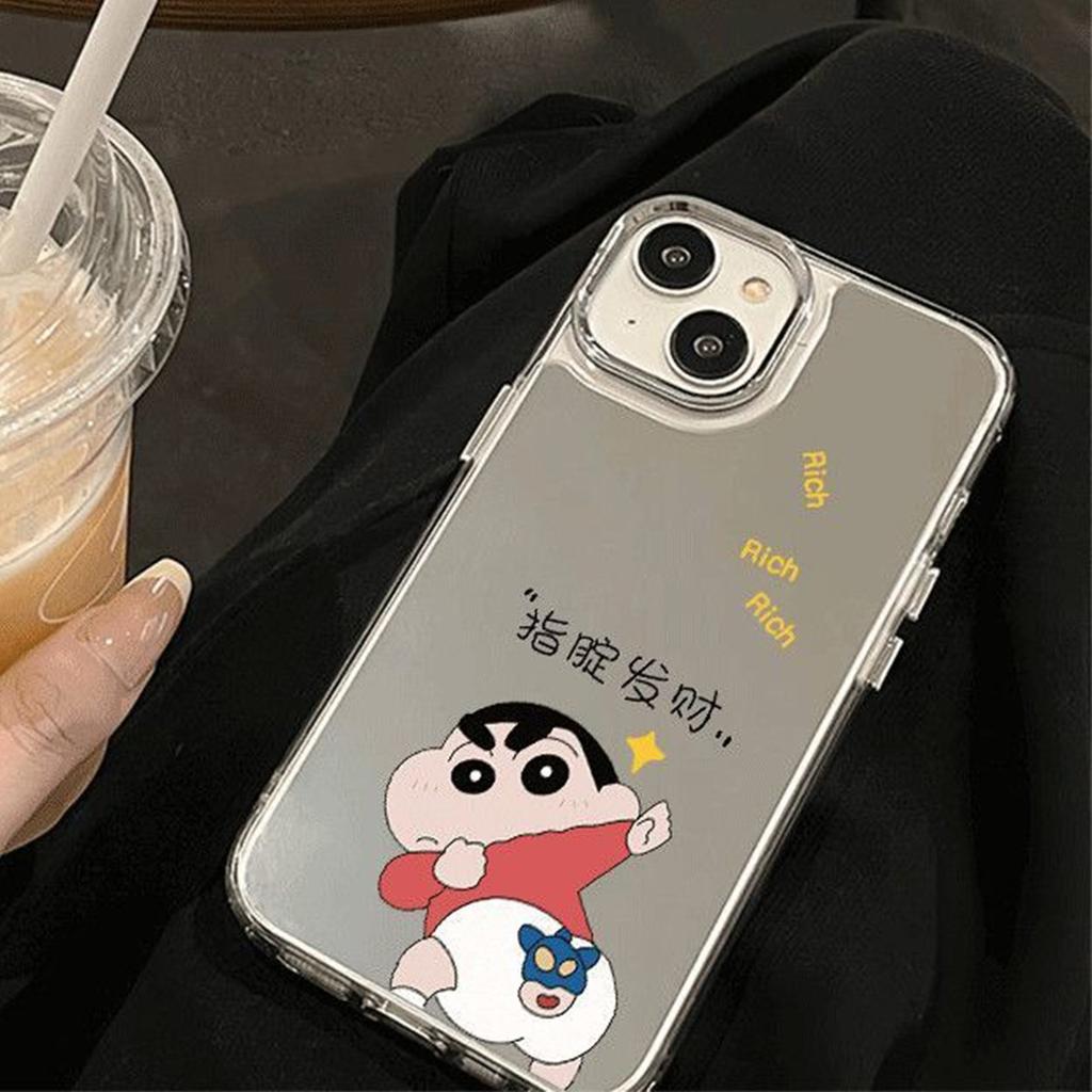 For Huawei Mirror Phone Case 3D Funny Crayon Shin-chan Mirror Phone Case Frameless Mirror