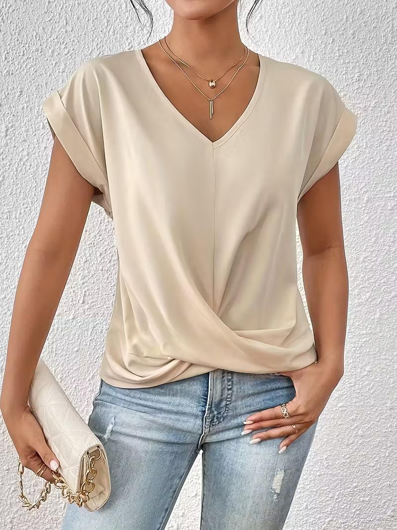

Women Short Sleeve T Shirt Casual Crew Neck Loose Fit Lightweight Breathable Basic Top Summer Everyday Tee S бежевый